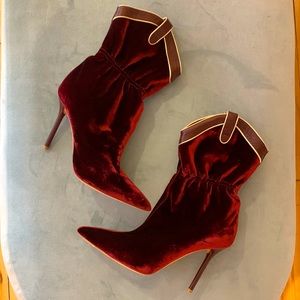 Never worn Malone Souliers Maroon Velvet Ankle Boots